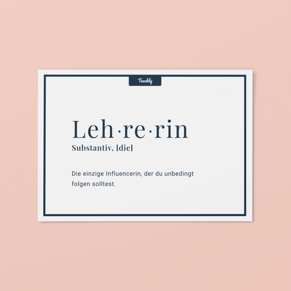 Teachly Gruß- & Geschenkkarte mit lustiger Wörterbuch Definition des Wortes Lehrerin