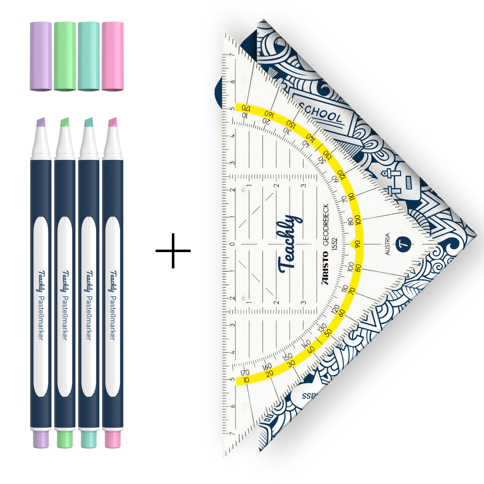 WM-Bundle Auftakt (Pastellmarker & Geocover inkl. Geodreieck)
