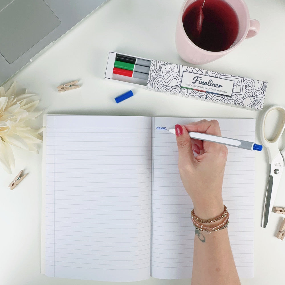 Illustration der Schreibfarbe eines der vier Stifte des Teachly Fineliner Basic Colors Sets
