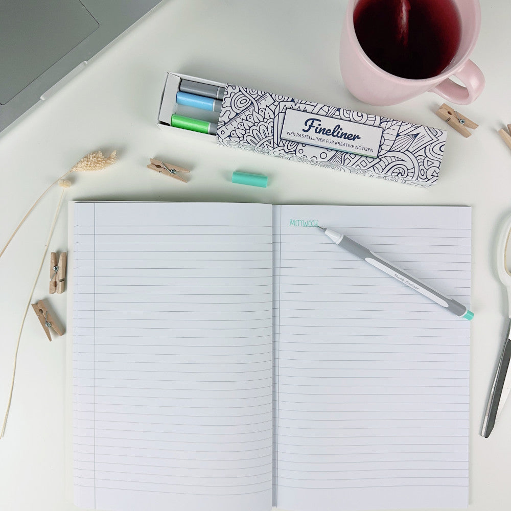 Illustration der Schreibfarbe eines der vier Stifte des Teachly Fineliner Ocean Sets