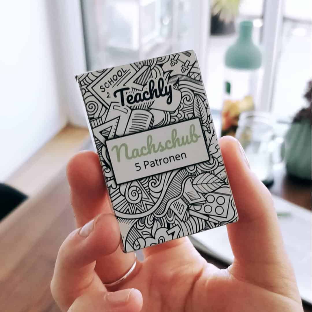 Nachschub Pack mit 5 Tintenrollerpatronen mit Schreibfarbe Grün für die beiden Teachly Tintenroller Superstudent & Superteacher