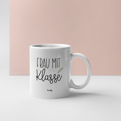 Keramik Lehrer Kaffeetasse mit Frau mit Klasse Motiv von Teachly