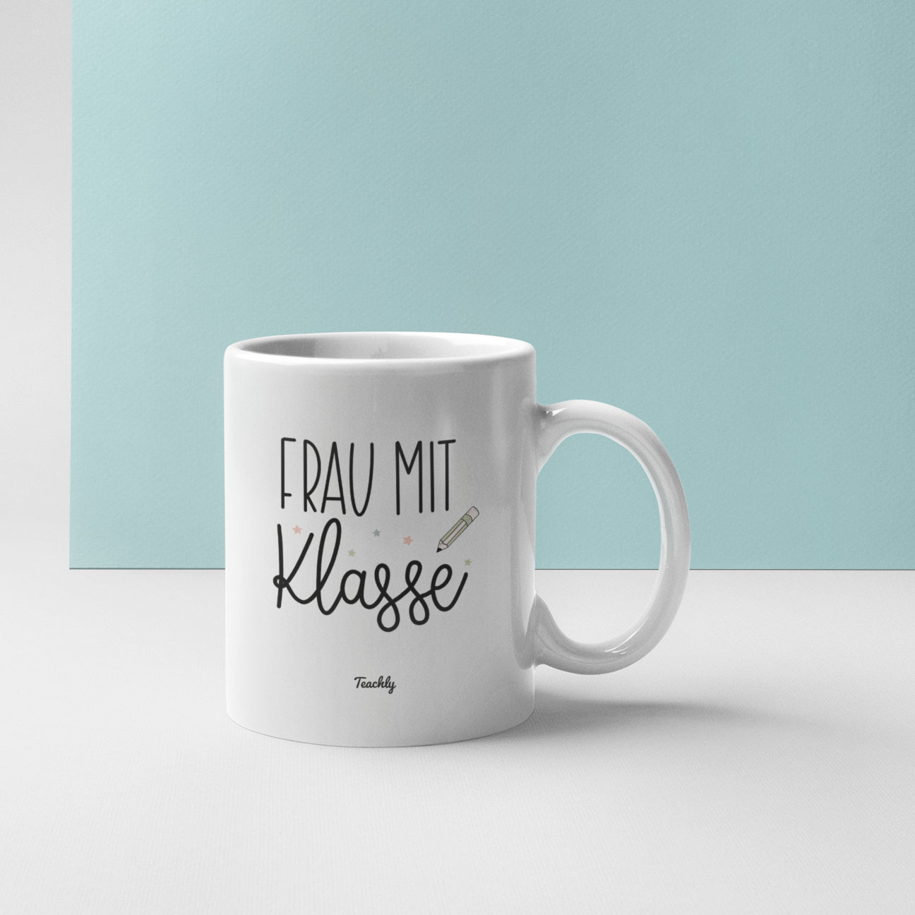 Keramik Lehrer Becher mit Frau mit Klasse Motiv von Teachly