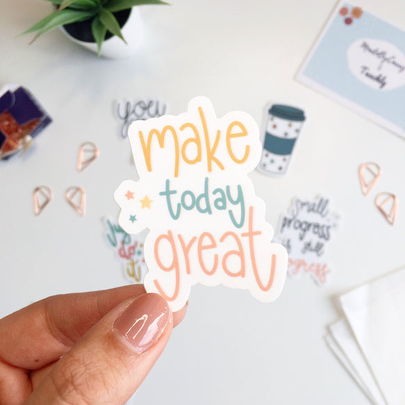 Der Make Today Great Aufkleber aus dem Students Sticker Set von Teachly und MadeByCarry